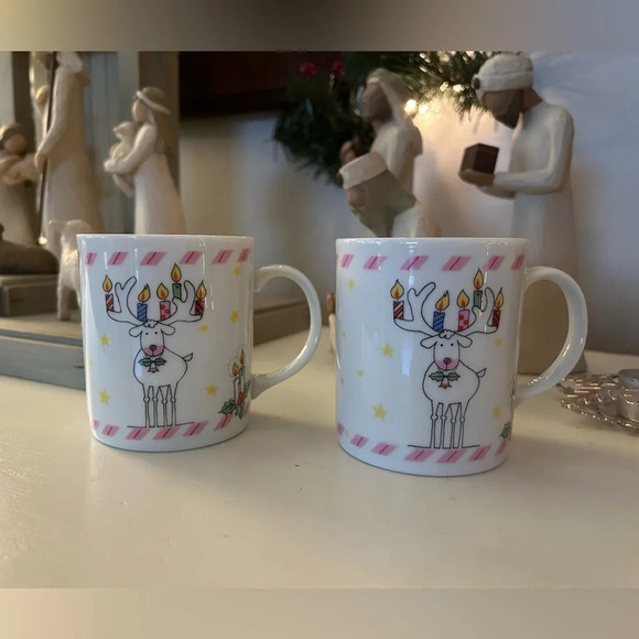 The Toscany Collection Japan reindeer mugs - one has a small chip! - Picture 1 of 4